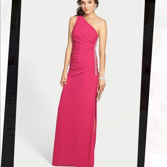 laundry by shelli segal one shoulder gown